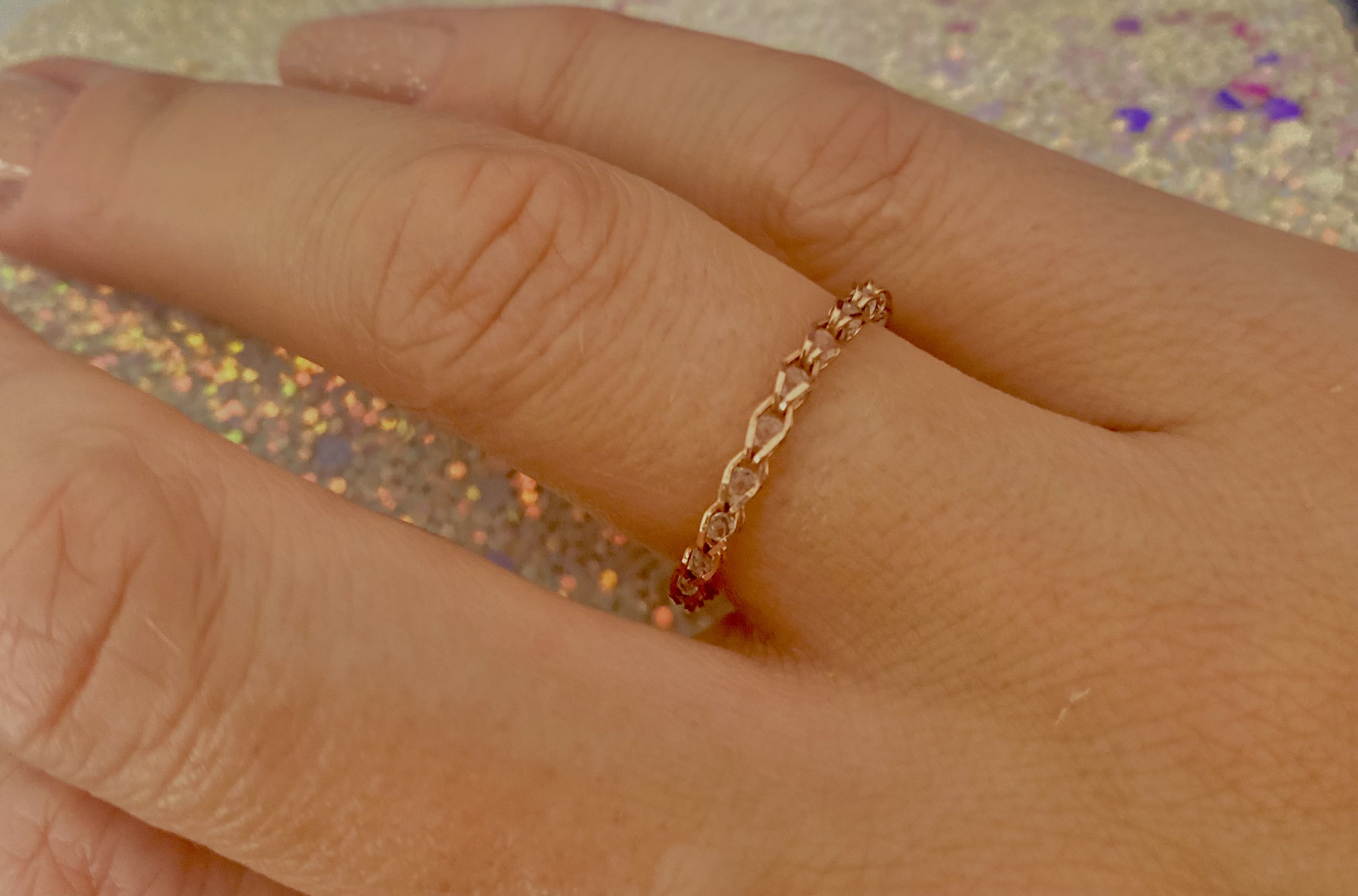 Recenzie Inel cromatic - Model cu lant impletit cu Zirconii - Argint 925 placat cu Aur Roz 18K - Oana F.