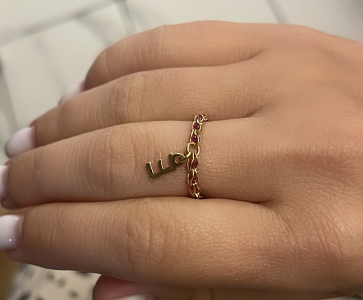 Recenzie Inel cromatic cu initiala - Model cu lant impletit cu Zirconii - Argint 925 placat cu Aur Galben 18K - Andreea O.