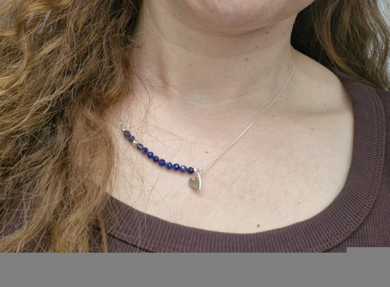 Recenzie Lantisor Vitalitate - Vibratia Vietii - Pandantiv inima gravata - Lantisor combinat cu Pietre semiprețioase Lapis Lazuli si o biluta 4 mm - Argint 925 - Alexandra Olaru