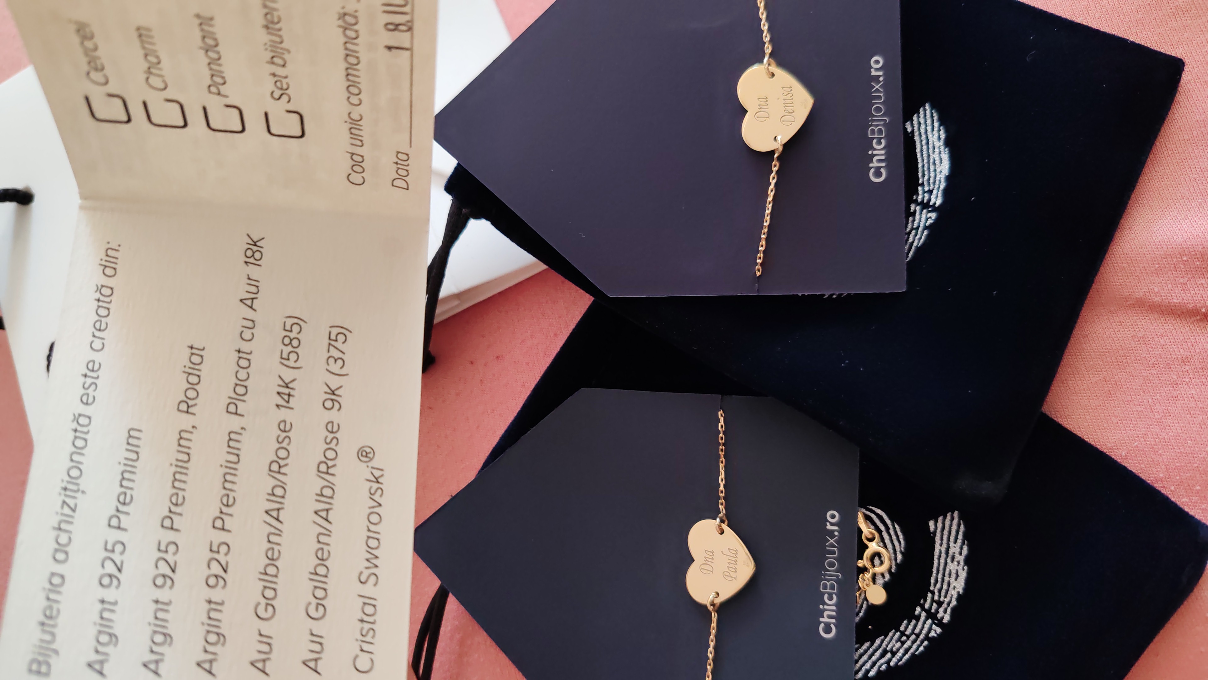 Recenzie Bratara personalizata - Educatoare/Invatatoare - Inima decorata cu email - Argint 925  placat cu Aur Galben 18K - cu lantisor - Claudia B.