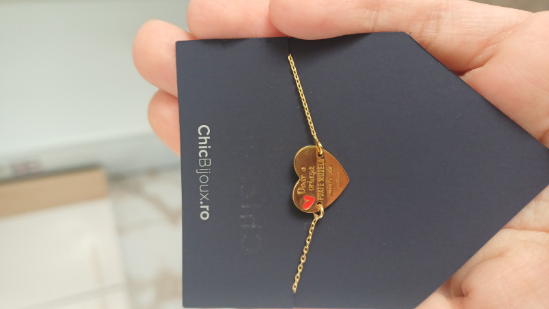 Recenzie Bratara personalizata - Educatoare/Invatatoare - Inima decorata cu email - Argint 925  placat cu Aur Galben 18K - cu lantisor - Olari Denisa Elena