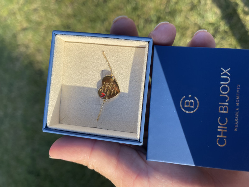 Recenzie Bratara personalizata - Educatoare/Invatatoare - Inima decorata cu email - Argint 925  placat cu Aur Galben 18K - cu lantisor - Mihaela Bordoiu