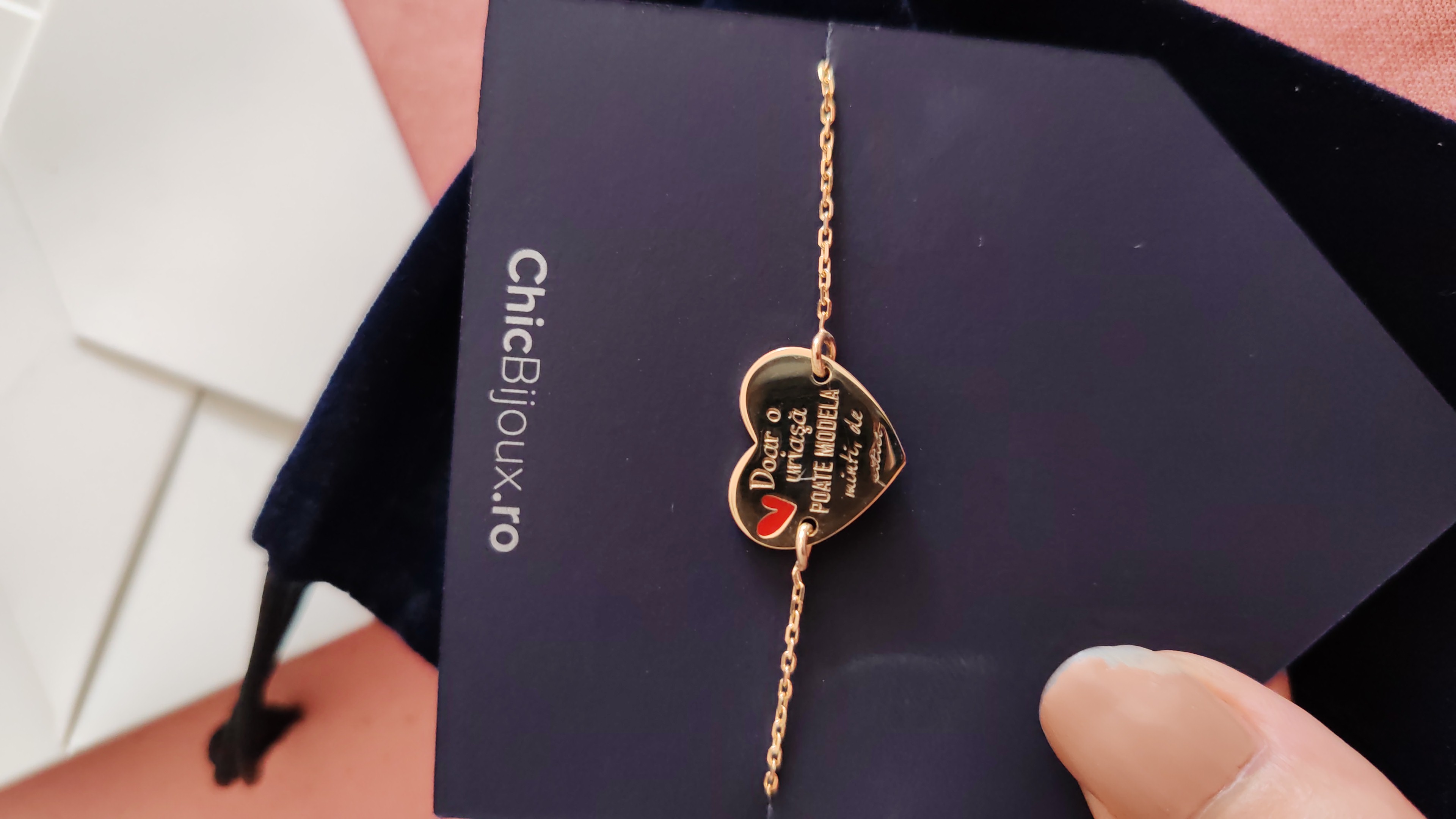 Recenzie Bratara personalizata - Educatoare/Invatatoare - Inima decorata cu email - Argint 925  placat cu Aur Galben 18K - cu lantisor - Claudia B.