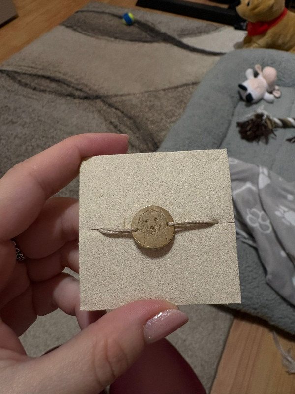 Recenzie Bratara personalizata cu poza - Mereu aproape - Banut 15 mm - Argint 925 placat cu Aur Galben 18K - snur reglabil - Diana Dziadic