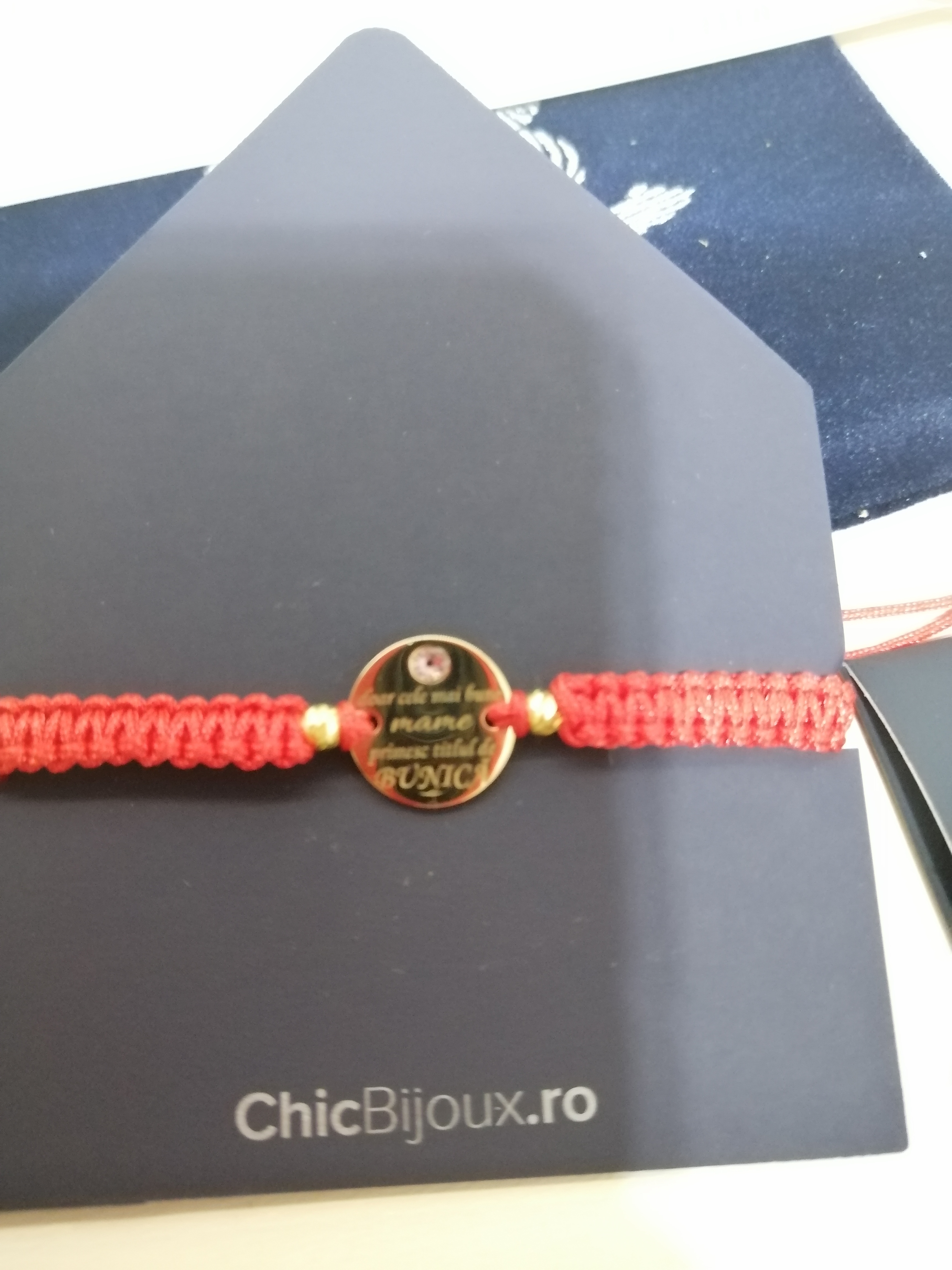 Recenzie Bratara Titlul de Bunica - Argint 925 placat cu Aur Galben 18K si Cristal Swarovski - Snur reglabil, diverse culori -  C.