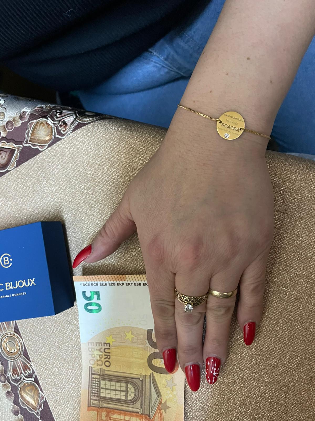 Recenzie Bratara Soacra - Aleasa de Dumnezeu - Argint 925 placat cu Aur Galben 18K si Cristal Swarovski - Snur reglabil - paula g.