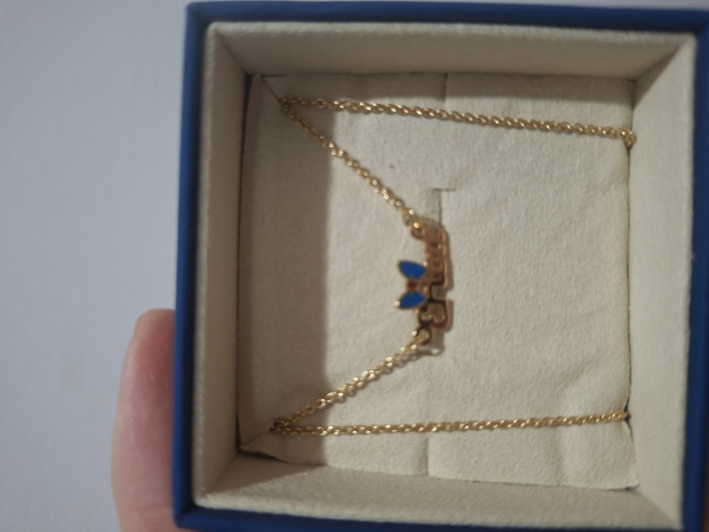 Recenzie Lantisor personalizat cu Nume si Fundita colorata cu email - Argint 925 placat cu Aur Galben 18K - Silvia Iacob