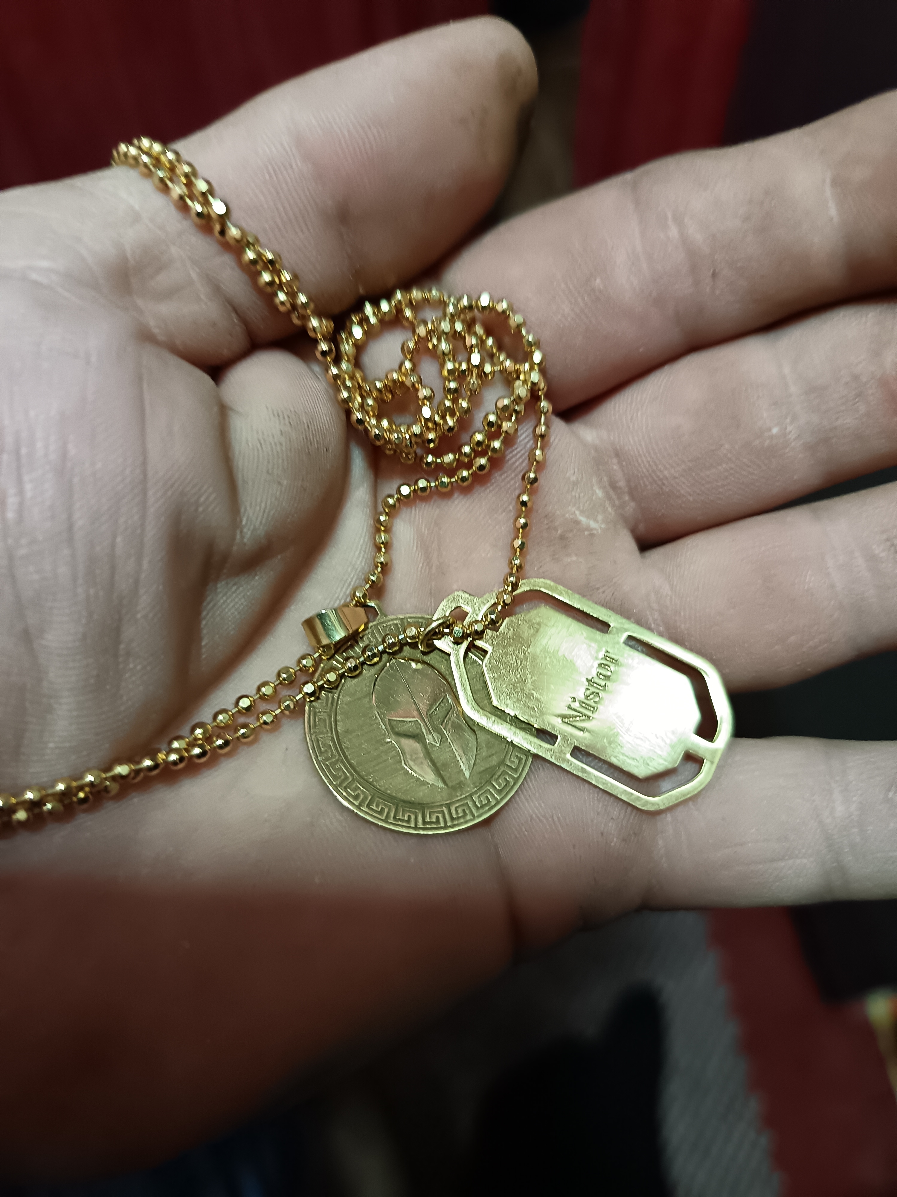 Recenzie Bratara  personalizata - placuta cu text gravat - Argint 925 placat cu Aur Galben 18K - bratara barbati cu lant - Catalin N.