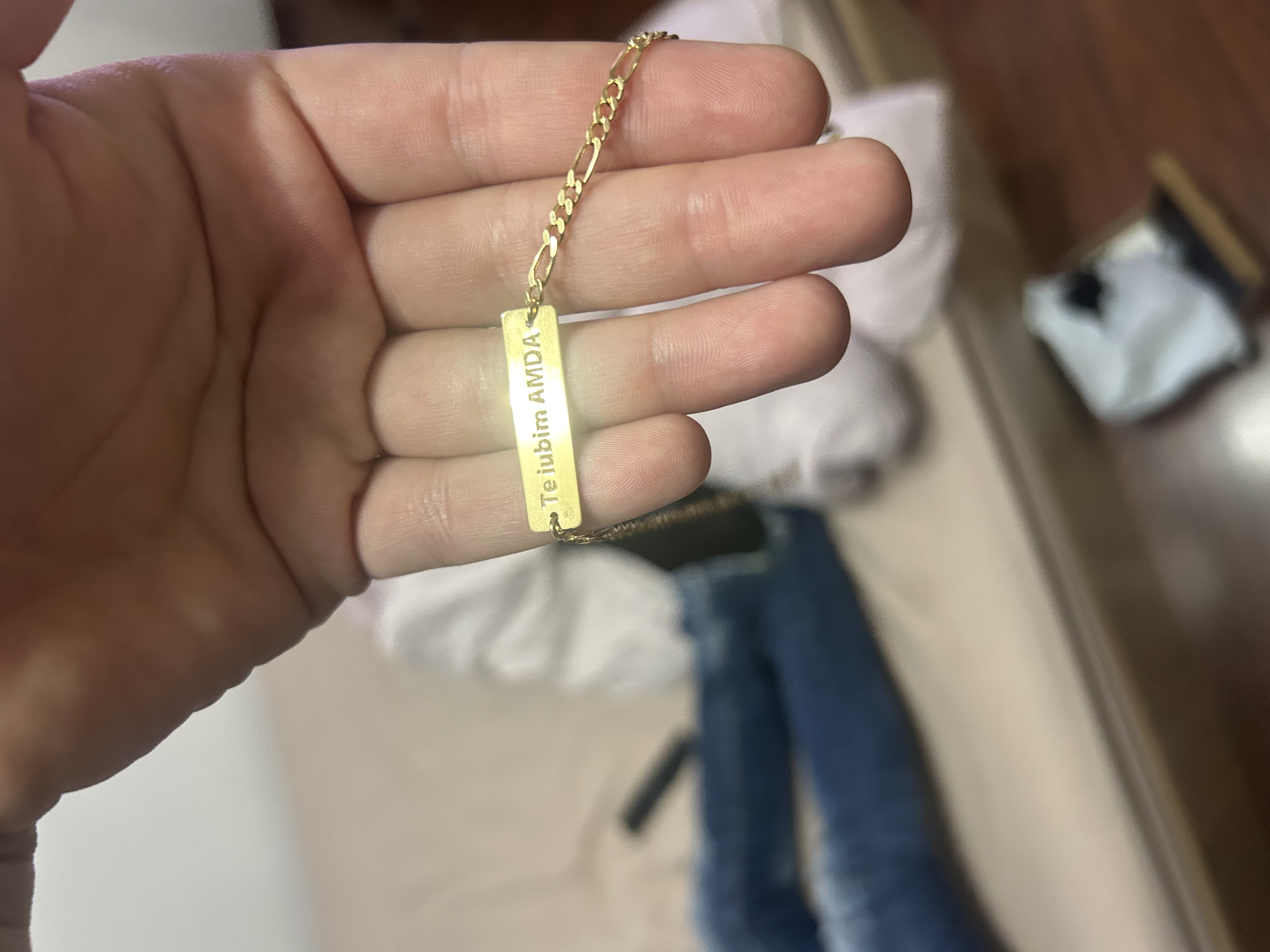 Recenzie Bratara  personalizata - placuta cu text gravat - Argint 925 placat cu Aur Galben 18K - bratara barbati cu lant -  G. A.