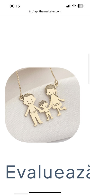 Recenzie Lantisor Familie - 3 Membri - Argint 925 placat cu Aur 18K - Roxana - Alina Puia