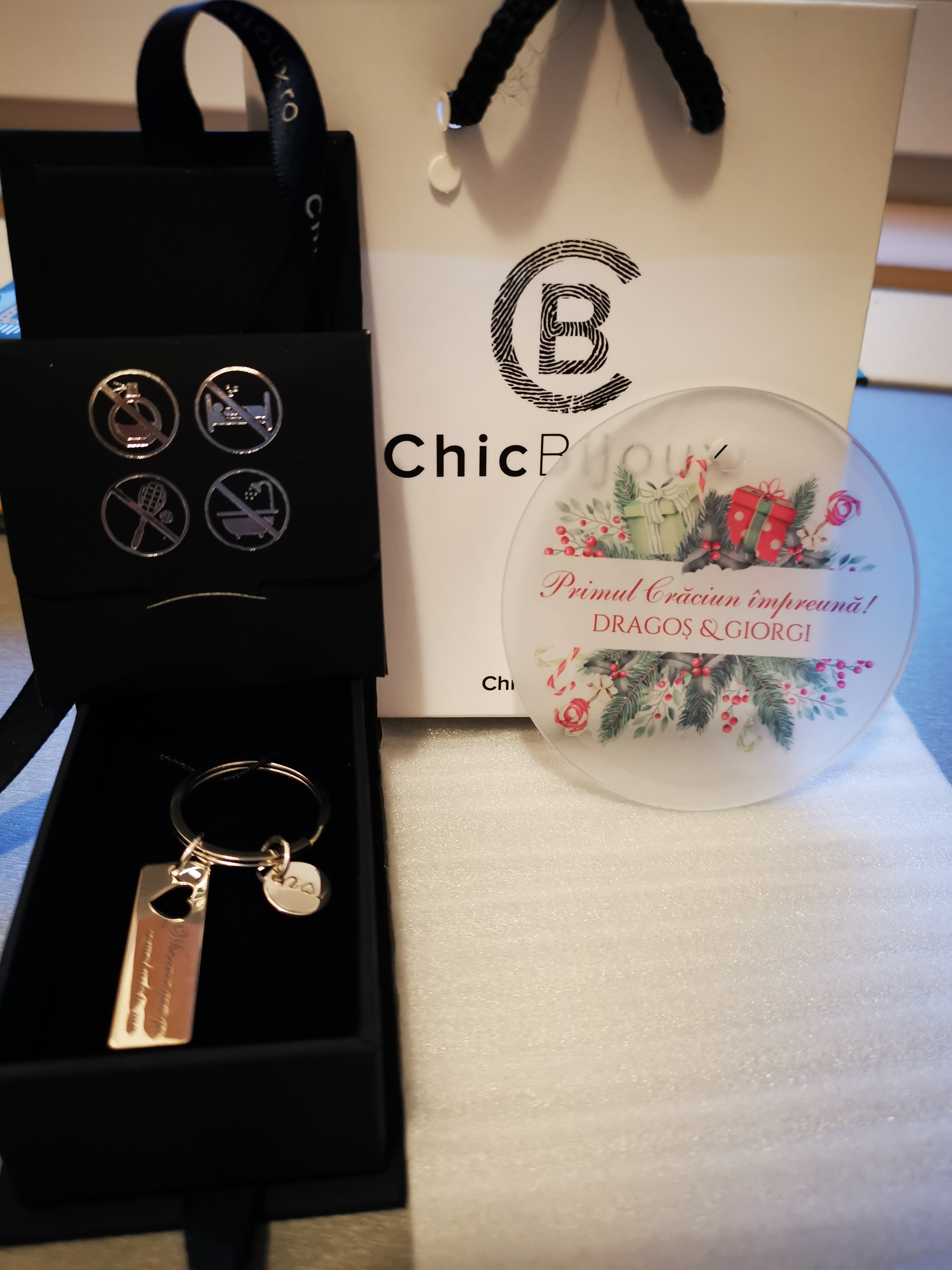 Recenzie Breloc personalizat - Placuta si banut  - Argint 925 - inel otel inoxidabil - Giorgiana  D.
