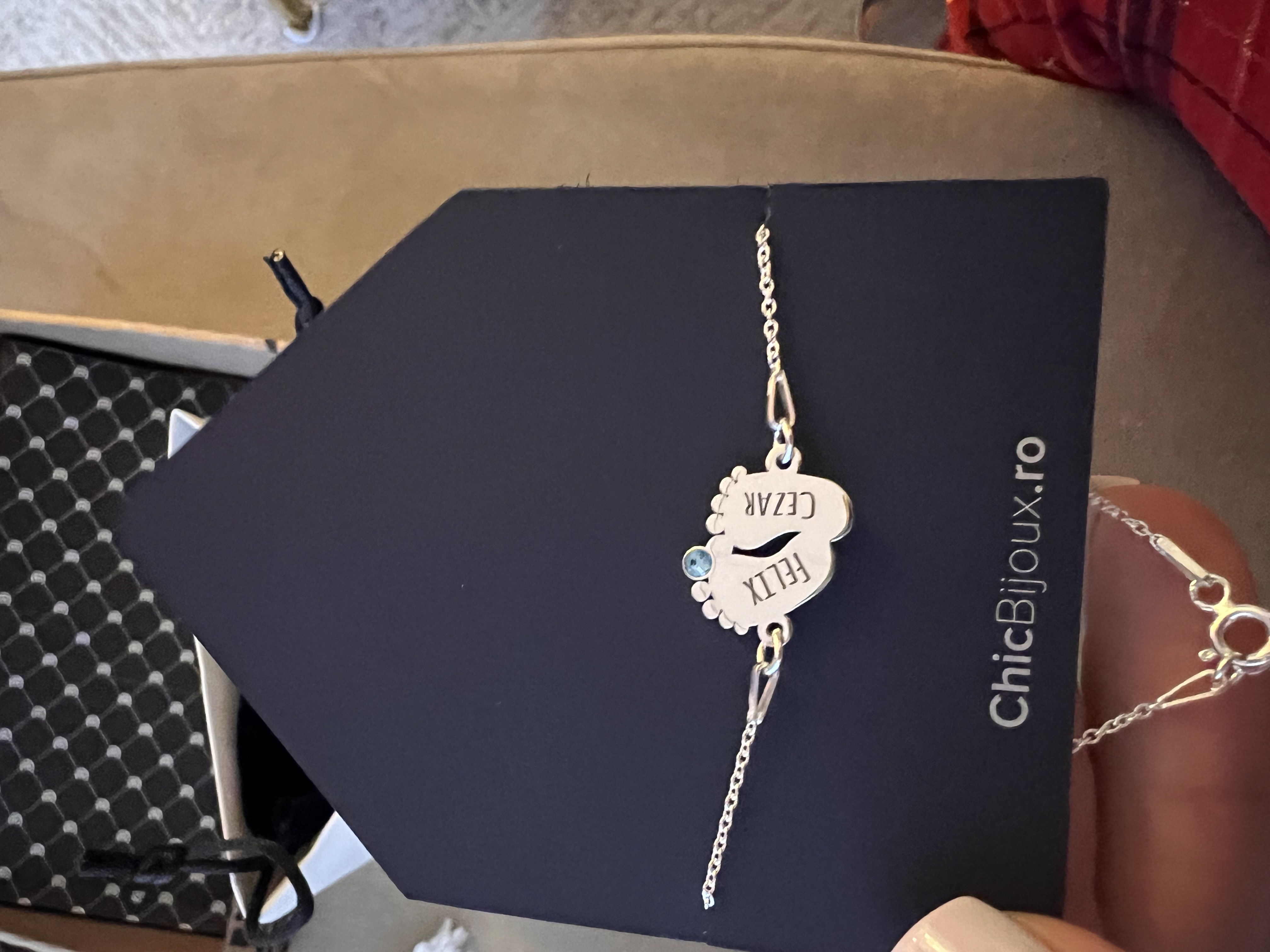 Recenzie Bratara picioruse personalizate cu lantisor - Argint 925 - Cristal Swarovski - Iuliana