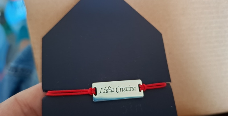 Recenzie Bratara personalizata - Semnatura sau gravura scrisului de mana -  Placuta Argint 925 - Snur reglabil - Catalina Cazacu