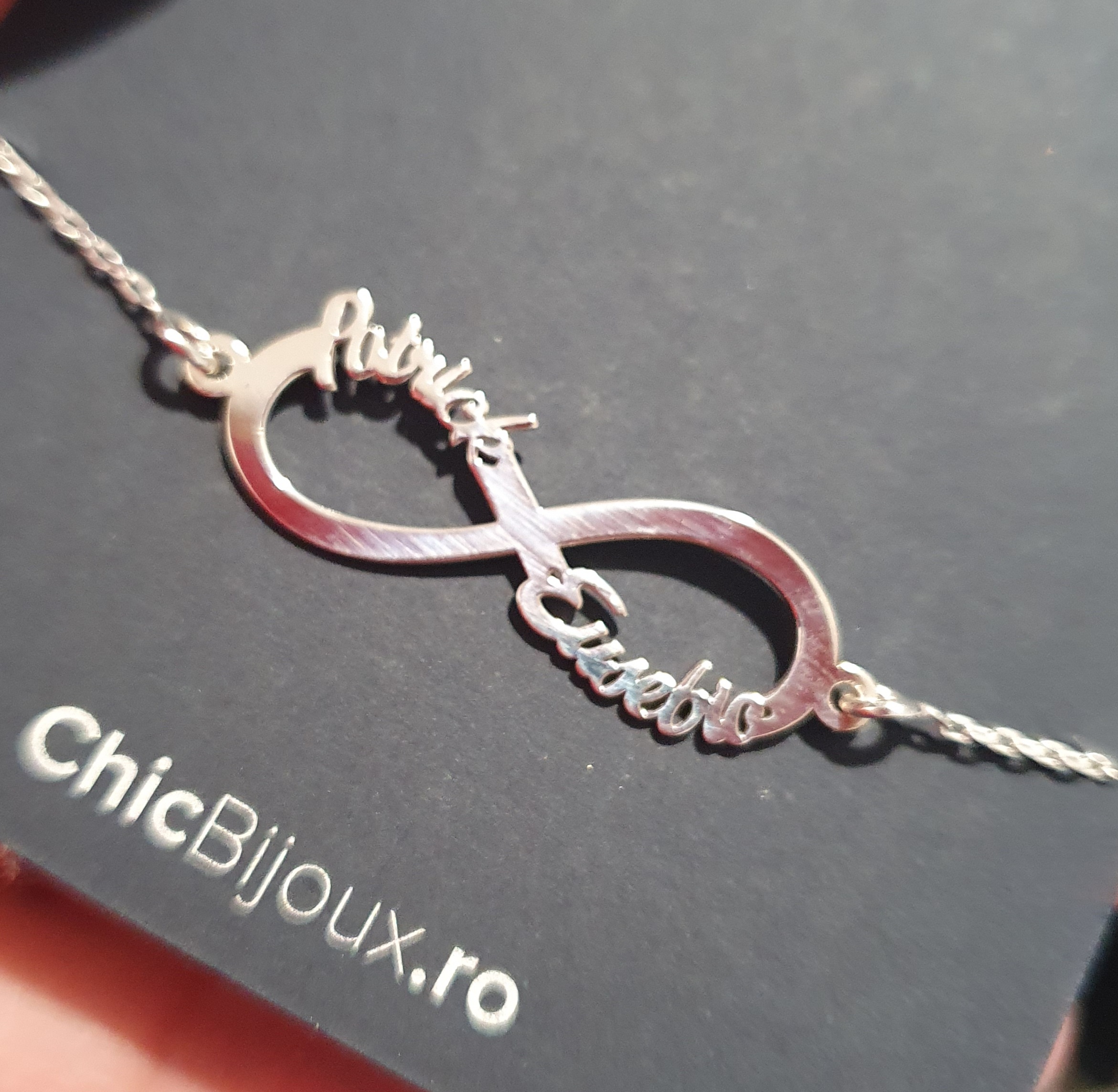 Recenzie Bratara personalizata - Infinit cu 2 nume decupate - cu lantisor - Argint 925 - Angelica  D.
