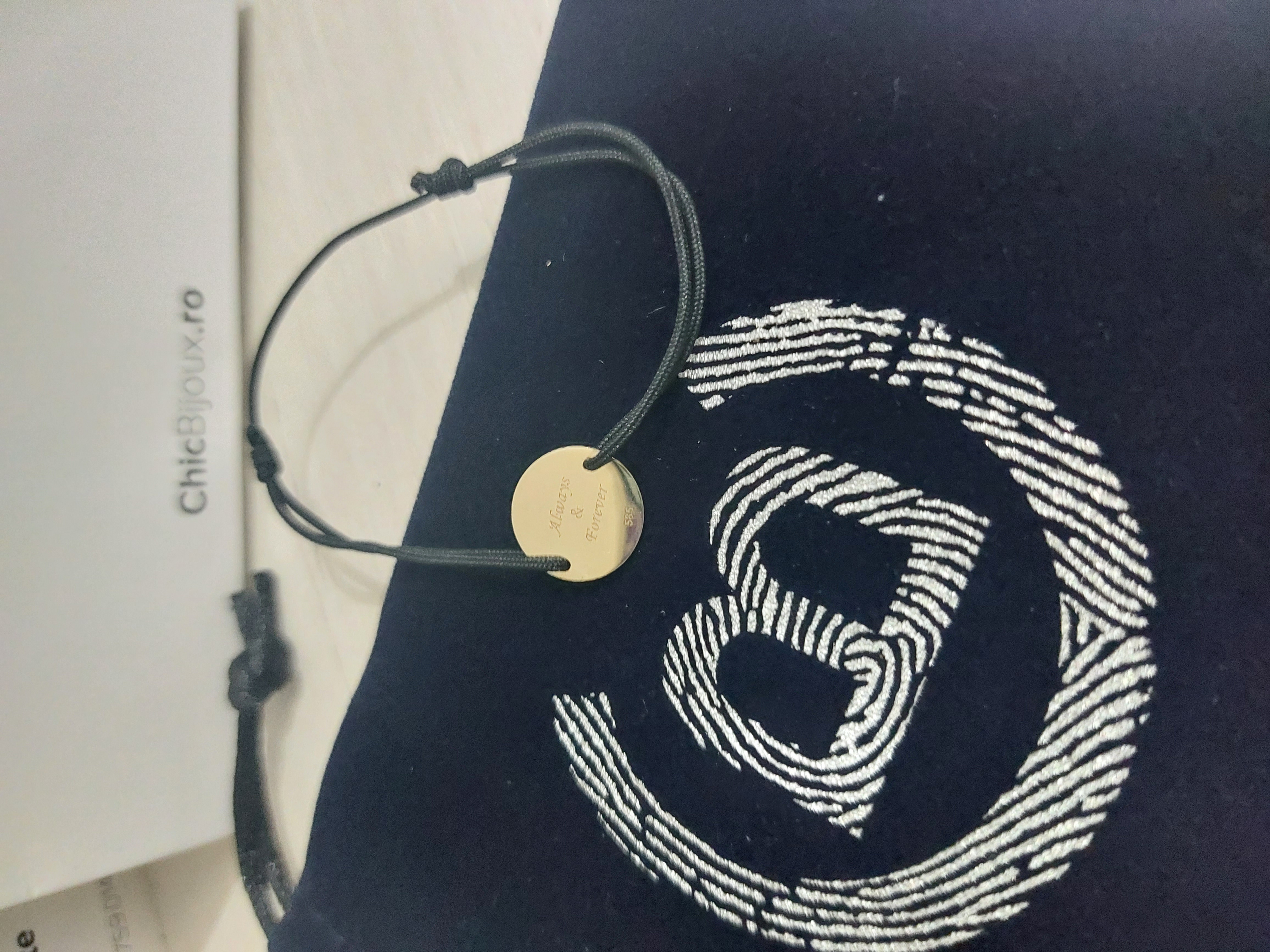 Recenzie Bratara Copacul Vietii Oglindit - banut 12 mm - Aur Galben 14 K - snur reglabil - Elena A. S.