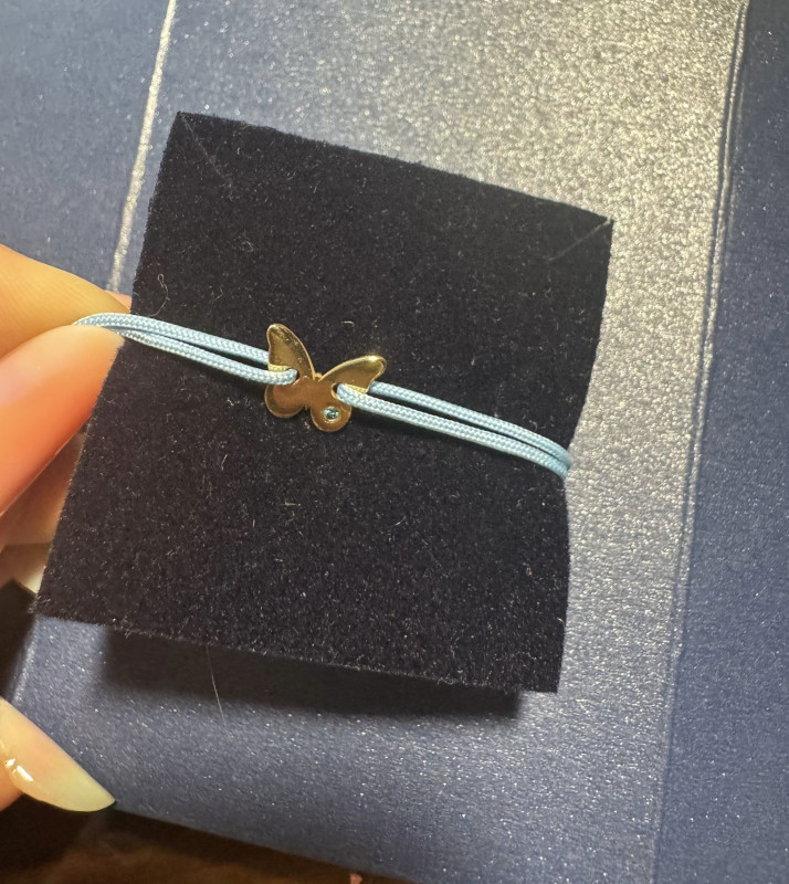 Recenzie Bratara cu Diamant natural - Model fluture - Aur Galben/Roz/Alb 14K si snur reglabil - Daniela Popa
