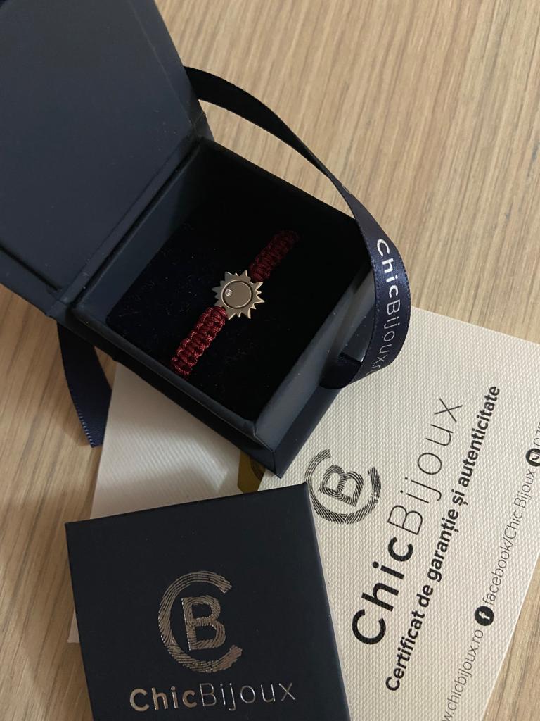 Recenzie Bratara cu Diamant natural alb- Luna plina - Aur Galben 14K si snur reglabil impletit - Ramona C.