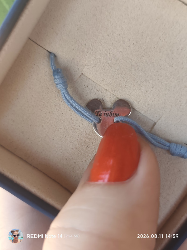 Recenzie Bratara personalizata cu nume - Forma Soricel - Argint 925 - snur reglabil - Elena Georgiana Terchea