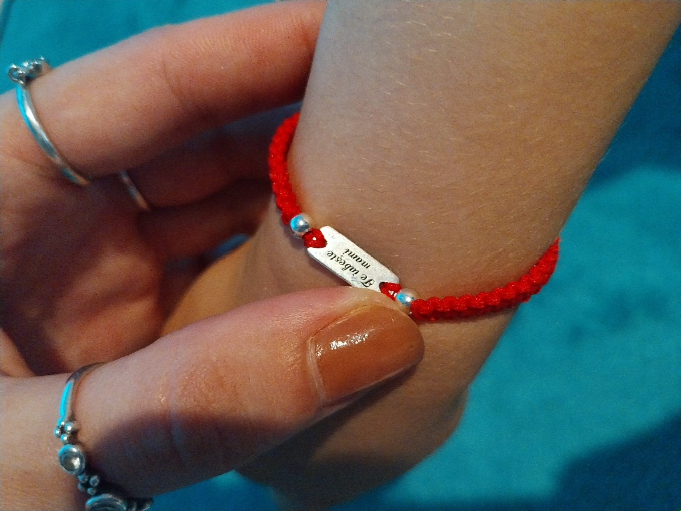 Recenzie Bratara personalizata - Placuta cu 2 bilute 3 mm - Argint 925 - Snur impletit reglabil - Elena A.