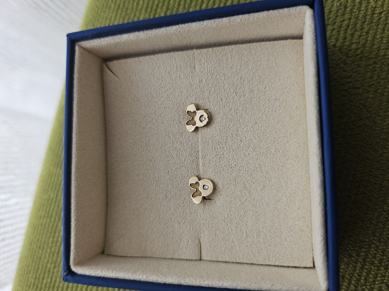 Recenzie Cercei bebe/fetite cu Diamant natural - Model Minnie Mouse - Aur Galben 14K - Inchizatoare filet - Alina Nicșan