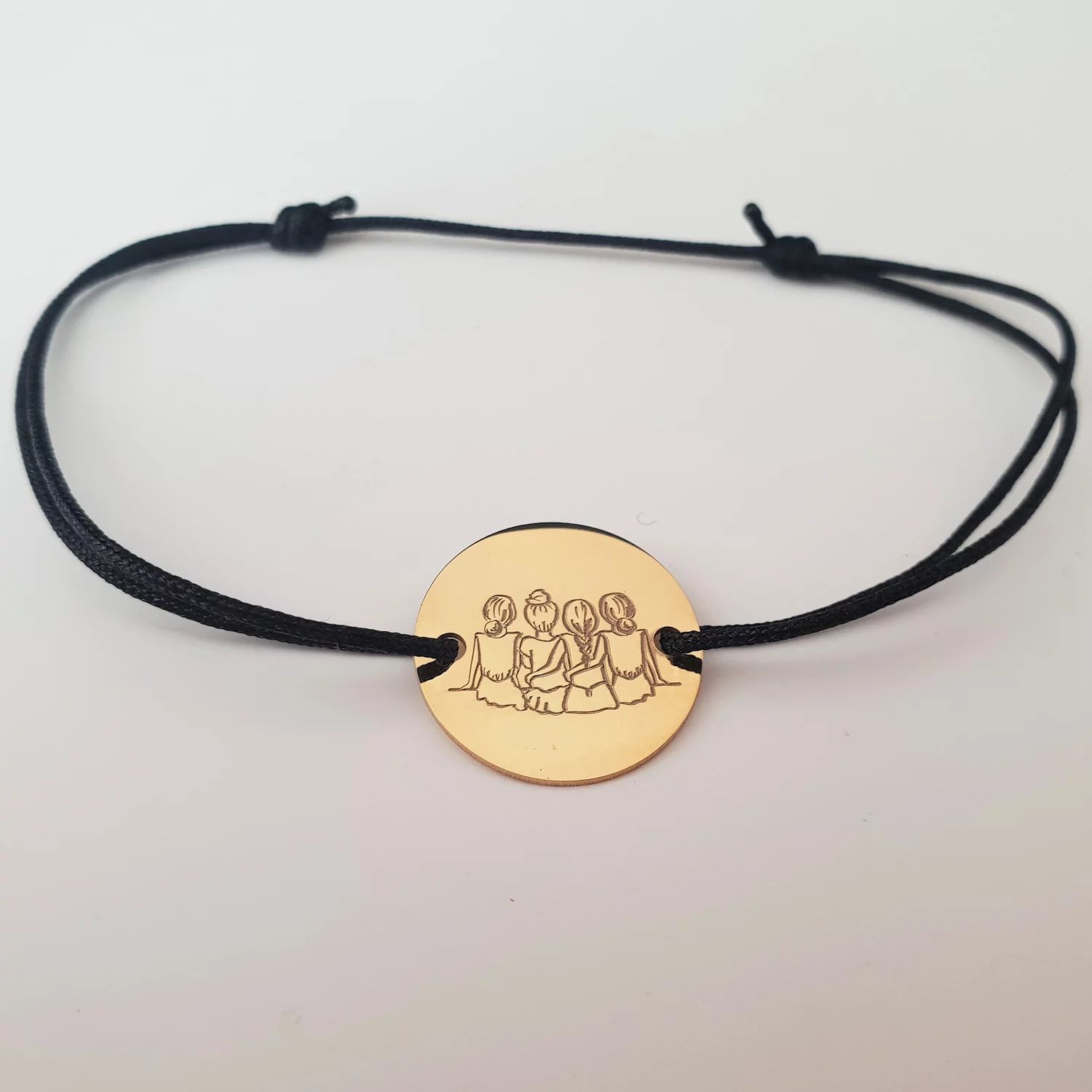 Bratara 4 surori / prietene - Argint 925 placat cu Aur 18k, snur reglabil