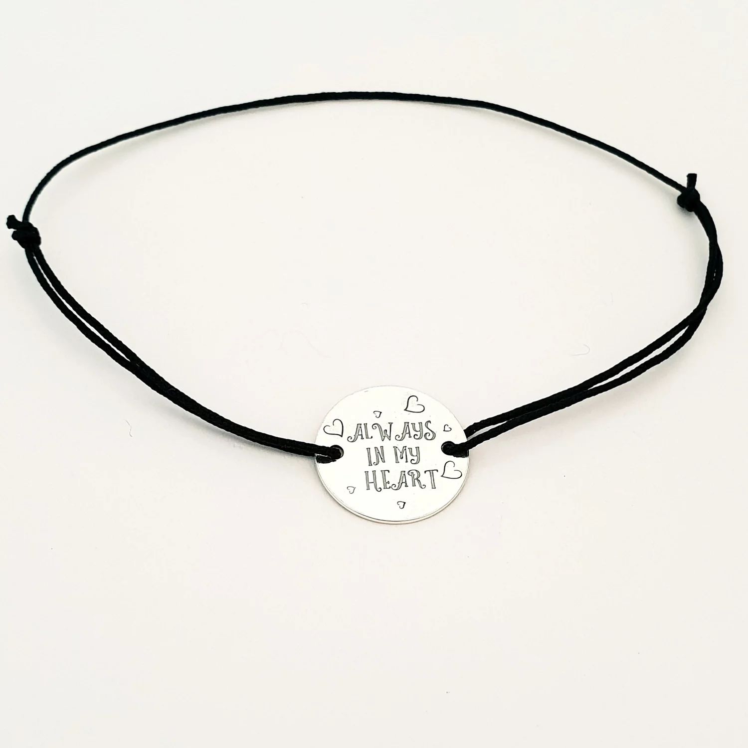 Bratara Always in my heart - Argint 925, snur negru