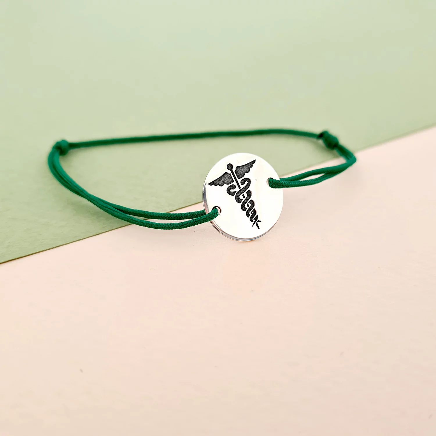 Bratara Caduceus - Argint 925, snur reglabil