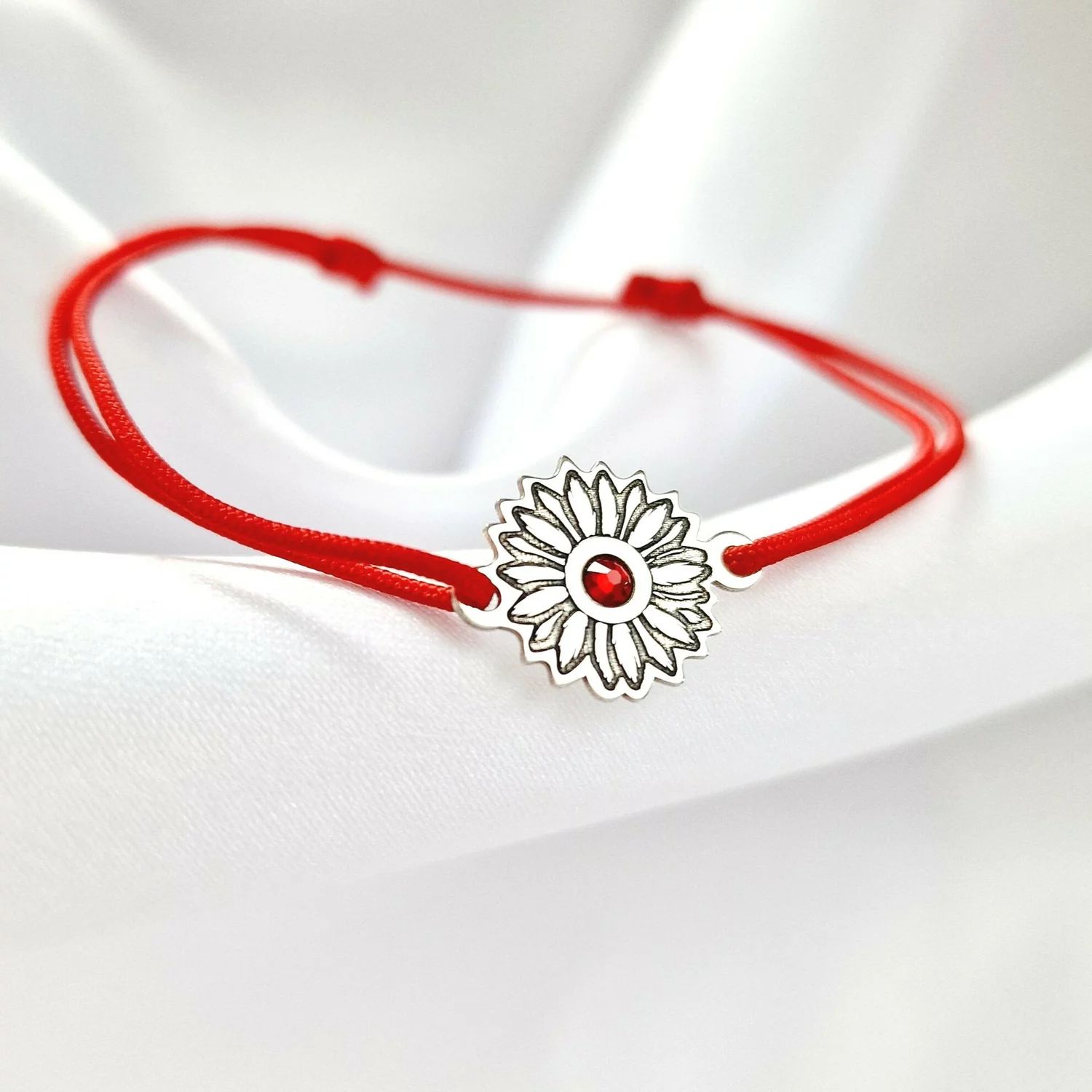 Bratara Floare cu multe petale - Argint 925 - cristal Swarovski - snur reglabil
