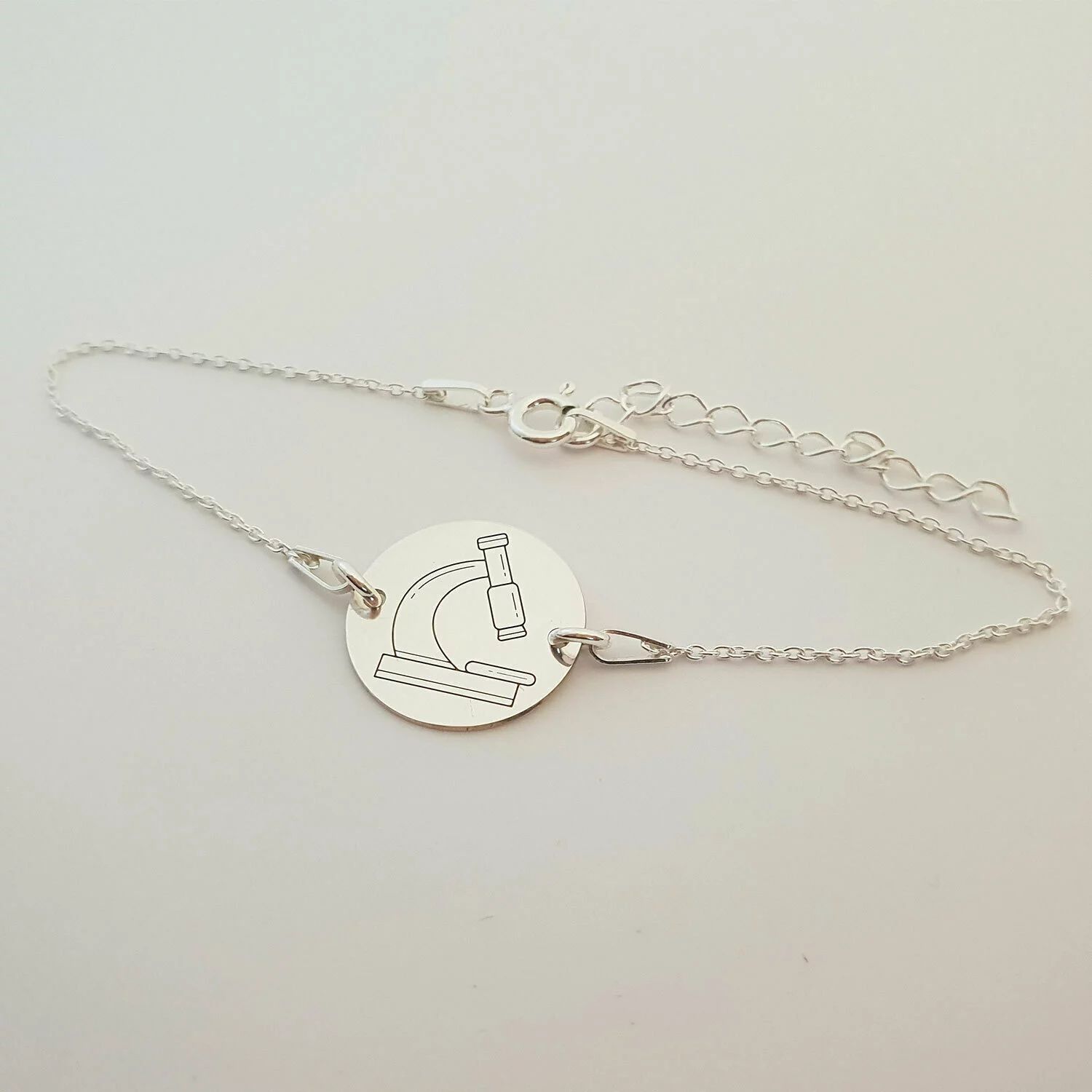 Bratara personalizata - Microscop - cu lantisor - Argint 925