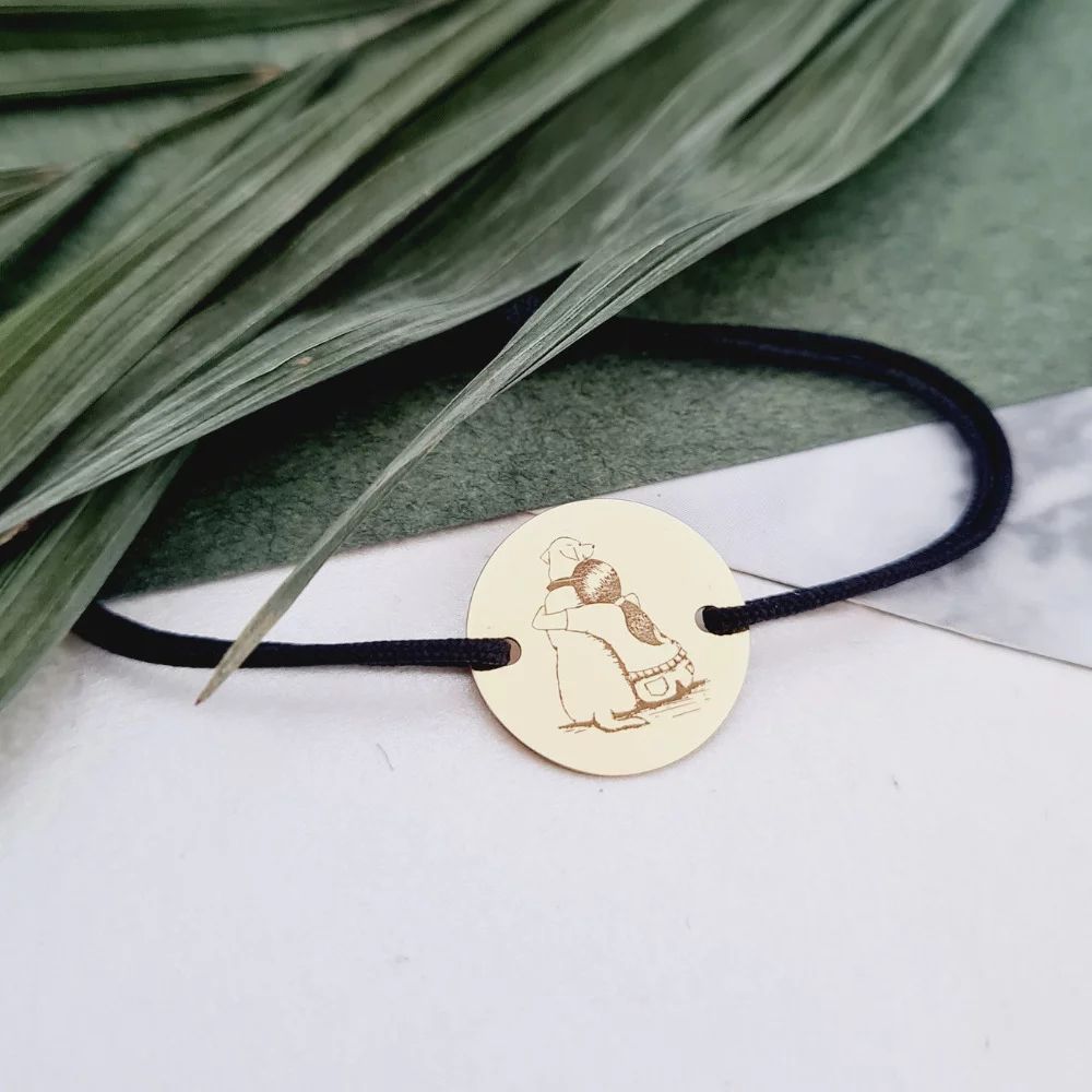 Bratara personalizata - Prieten loial - Aur Galben 9K - Snur reglabil, diverse culori