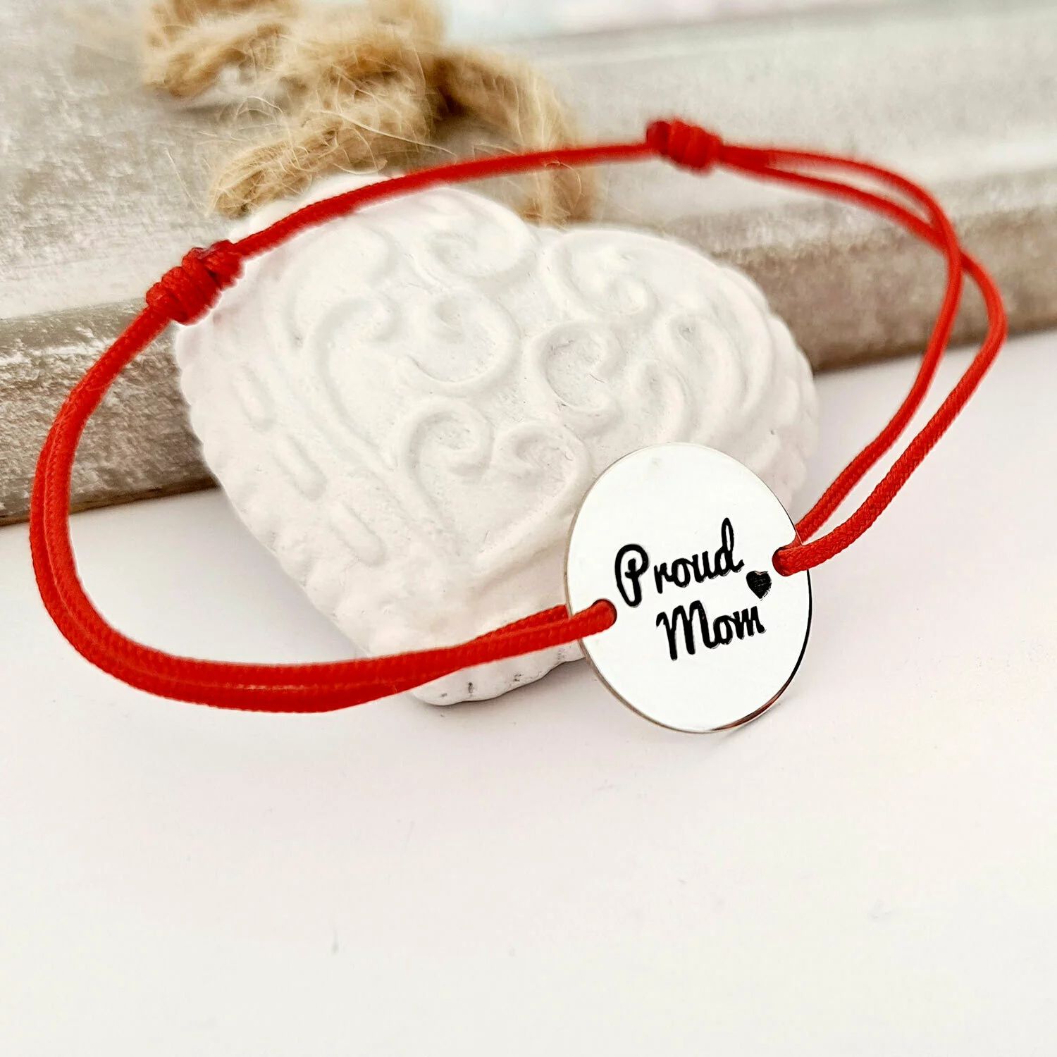 Bratara Proud Mom - Argint 925, snur rosu