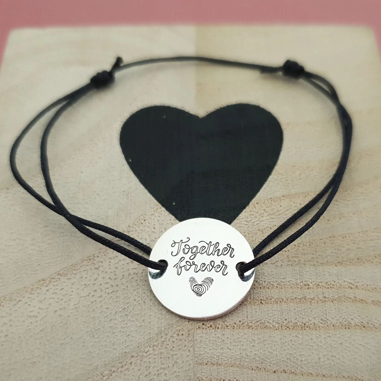 Bratara Together forever - Argint 925, snur negru