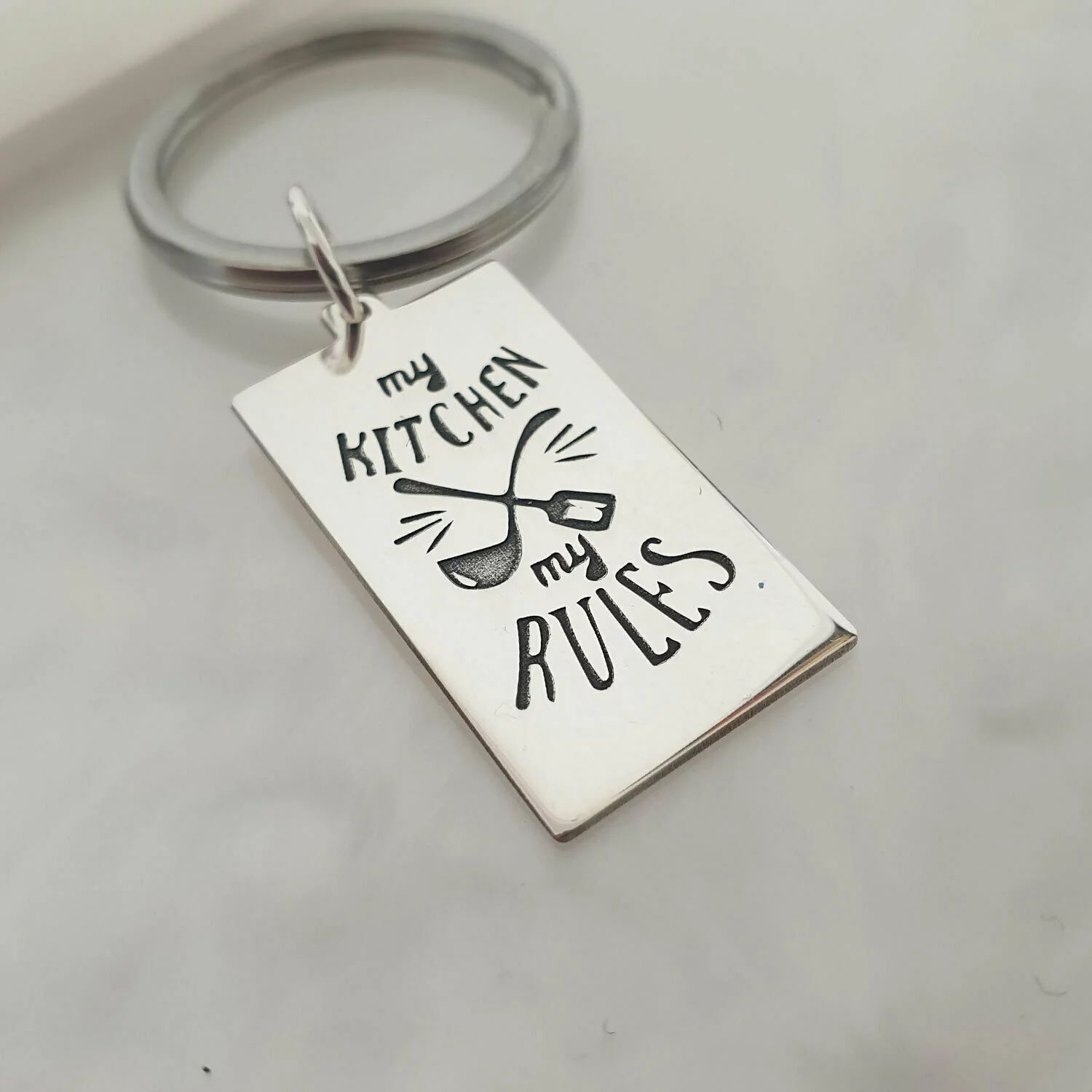 Breloc personalizat - Bucatar sef - Argint 925 - inel otel inoxidabil