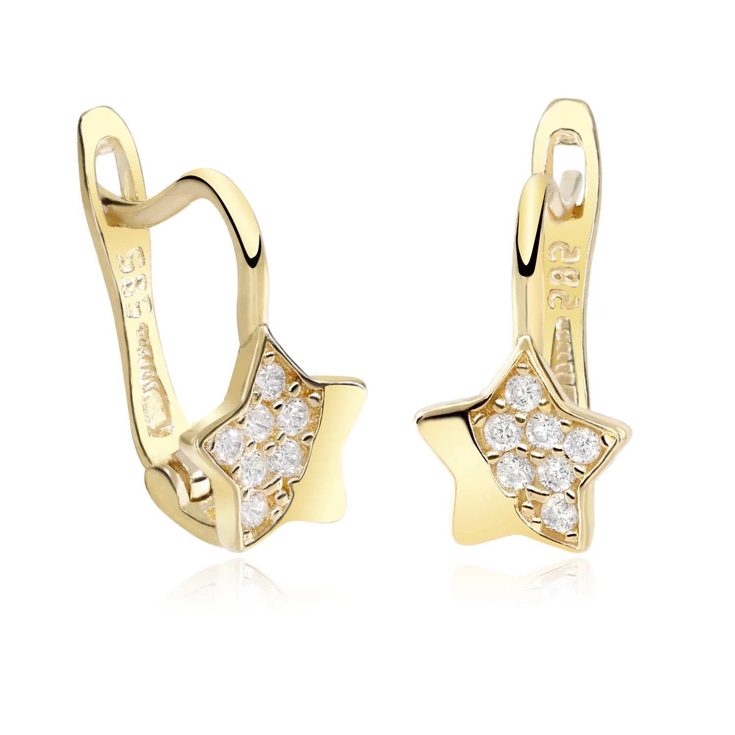Cercei copii/bebe - Model New star was born - Aur Galben 14K - Cubic Zirconia - Inchizatoare sigura cu tortita