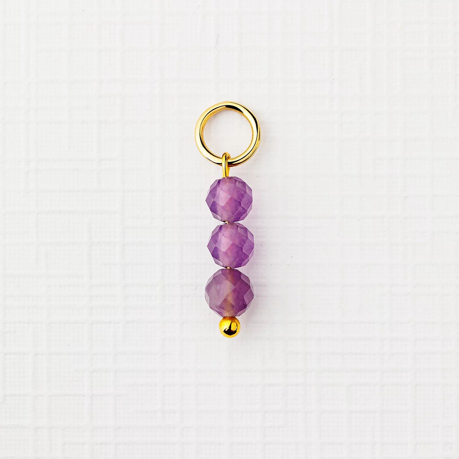 ELM Charm - Sirag 3 Ametist fatetat - Argint 925 placat cu Aur Galben 18K