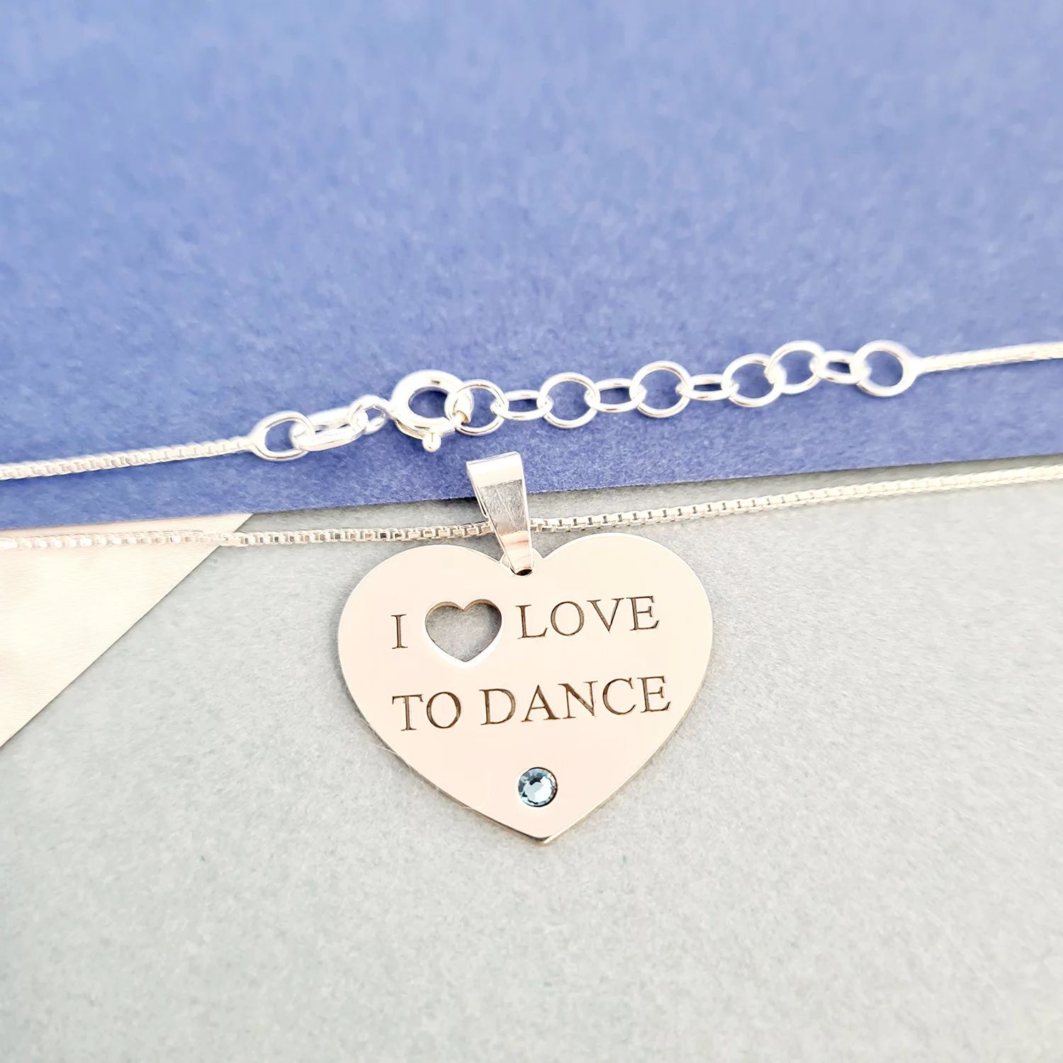 Lantisor cu pandant - I love to dance - Argint 925 si cristal Swarovski