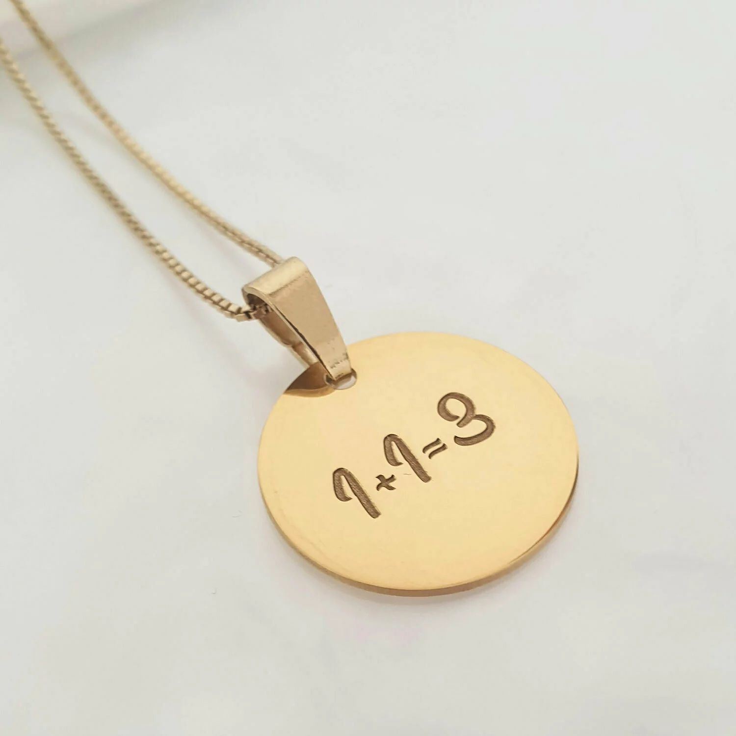 Lantisor personalizat - 1+1=3 - Argint 925 placat cu Aur Galben 18K