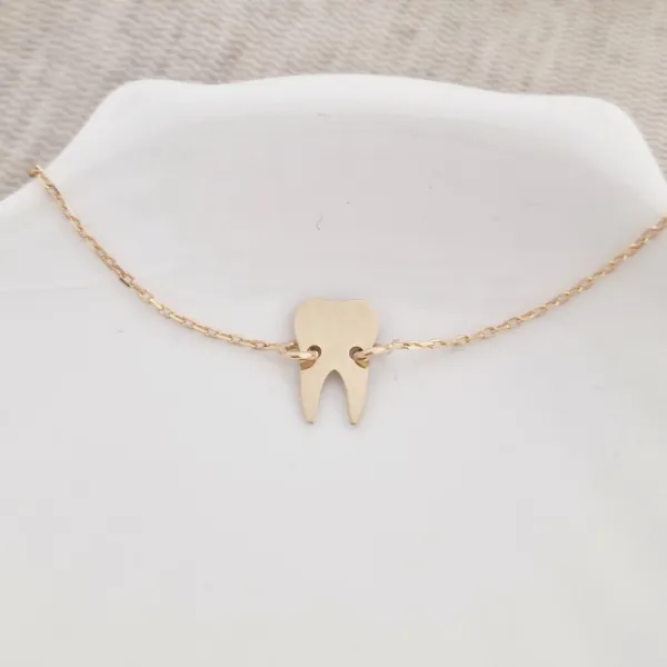 Bratara dinte cu lantisor - Argint 925 placat cu Aur Galben 18K