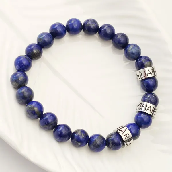 Bratara Lapis Lazuli - 3 Cilindri personalizați - Otel Inoxidabil 316L