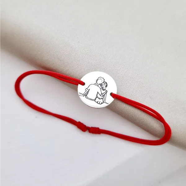 Bratara personalizata - cuplu - 2 prieteni - frate si sora - Argint 925, snur reglabil