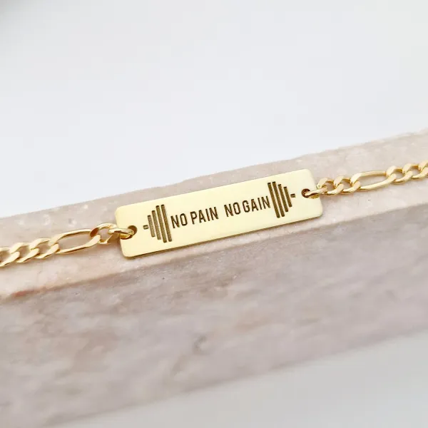 Bratara  personalizata - placuta cu text gravat - Argint 925 placat cu Aur Galben 18K - bratara barbati cu lant