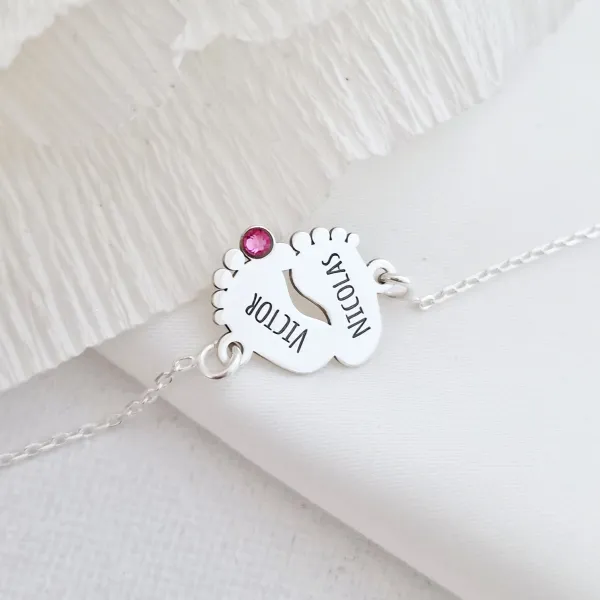 Bratara picioruse personalizate cu lantisor - Argint 925 - Cristal Swarovski
