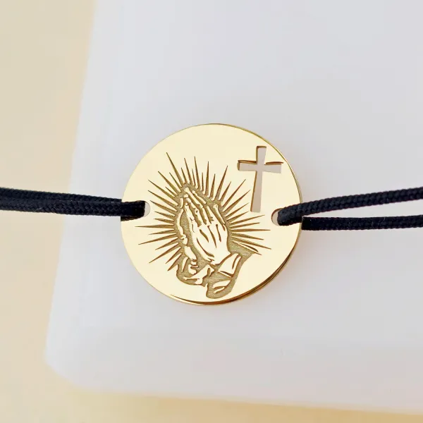 Bratara Raza Credinței - Bijuterie cu Har - Argint 925 placat cu Aur Galben 18K - Snur reglabil