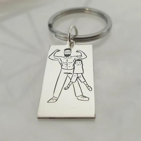 Breloc personalizat - Super Dad - Argint 925 - inel otel inoxidabil