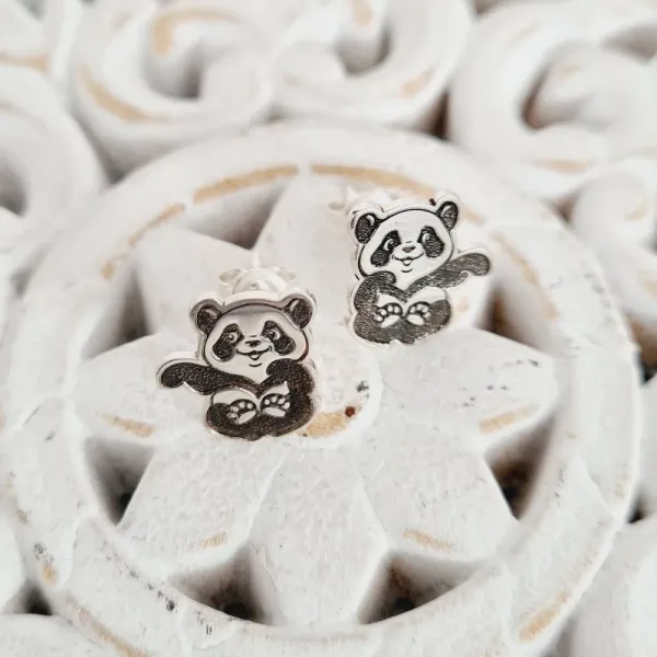 Cercei Panda - Argint 925, surub