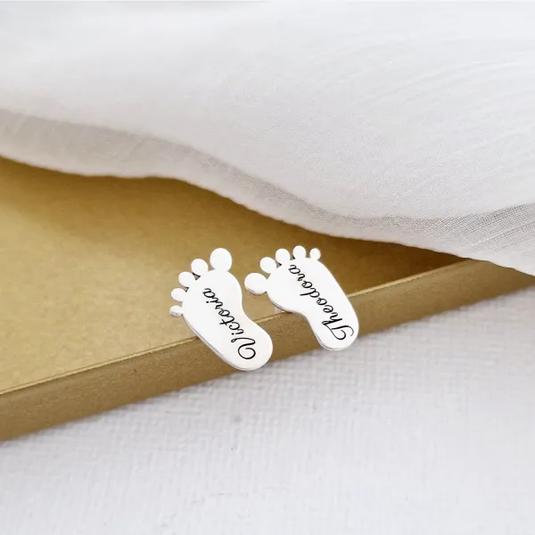 Cercei personalizati - Talpi bebe - Argint 925 - Inchidere surub