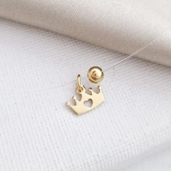 Choker cu diverse pandantive si cu 1 biluta de 4 mm - Argint 925 placat cu Aur Galben 18K - Lant silicon cu inchizatoare carabina