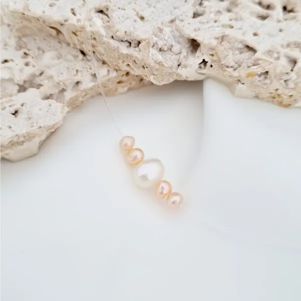 Choker cu perle - Delicatete pura - Lant silicon cu inchizatoare carabina din Argint 925