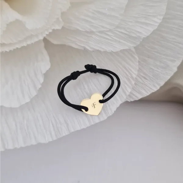 Inel cu snur reglabil - Inima mea - Aur Galben 14K
