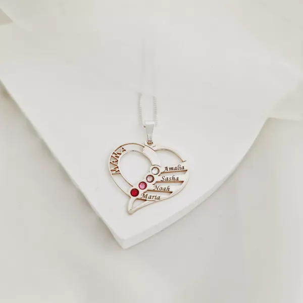 Lantisor Dragii MAMEI - 4 nume si cristale Swarovski - Argint 925